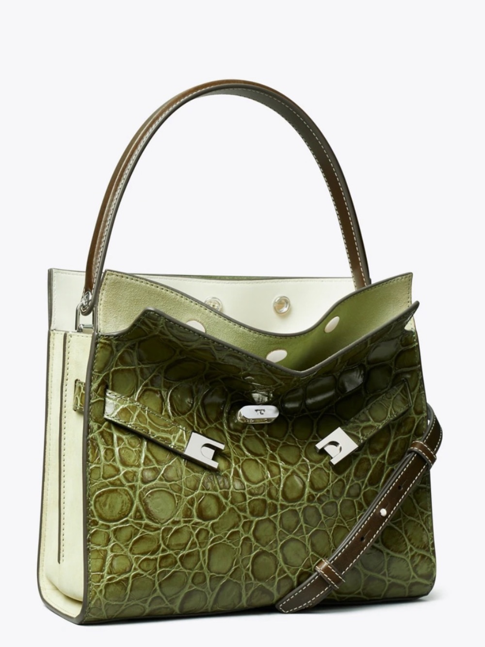 Tory Burch SMALL LEE RADZIWILL CROC-EMBOSSED DOUBLE BAG